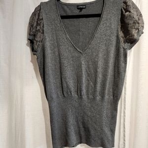 Express grey puff sleeve dress top